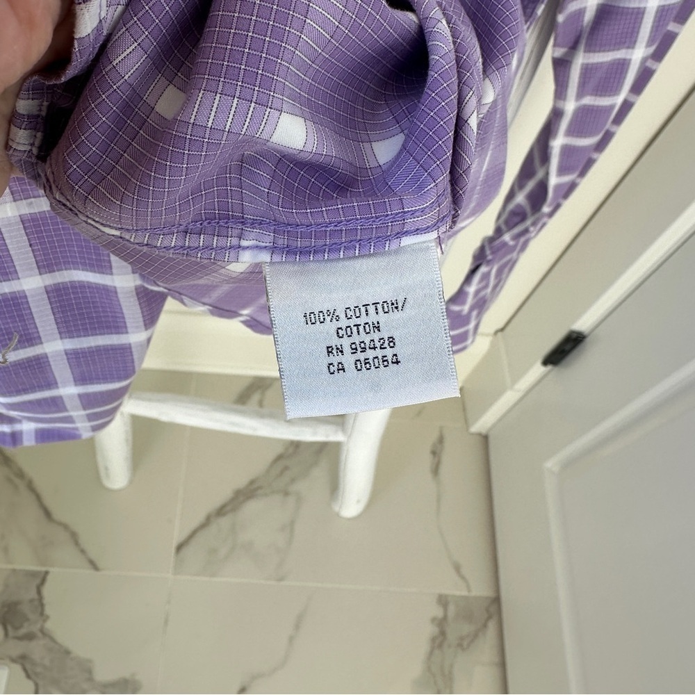 Bugatchi Men’s Purple Grid Pattern Long Sleeve Dress Shirt SZ XL - Picture 12 of 13